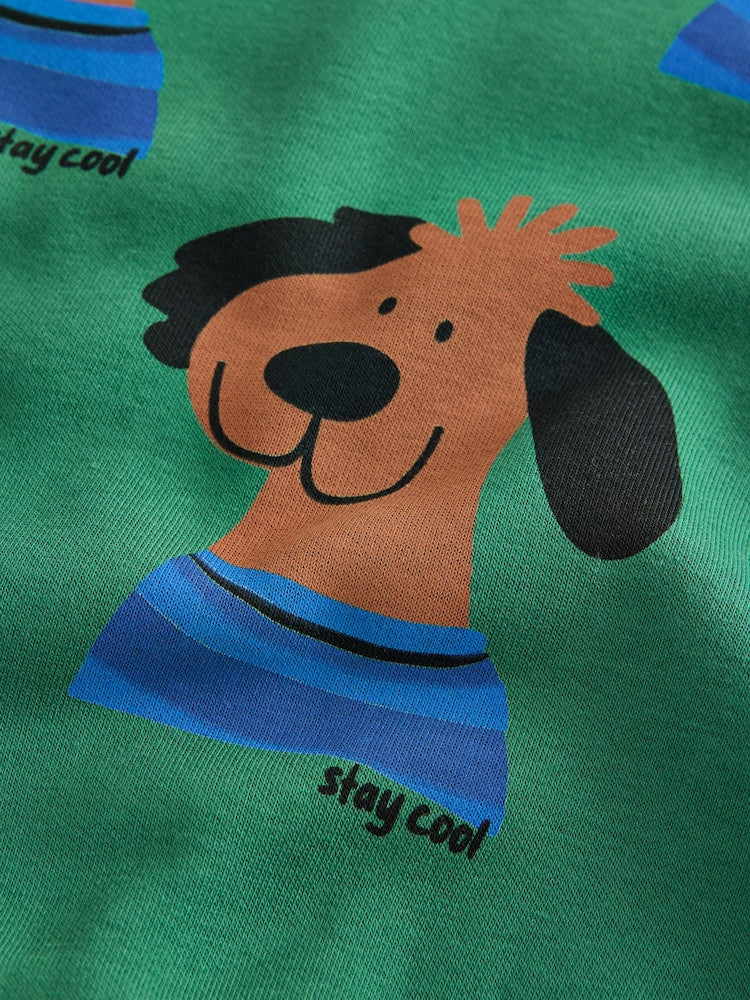 Green All Over Printed Crew Neck Sweat Top (3mths-7yrs)