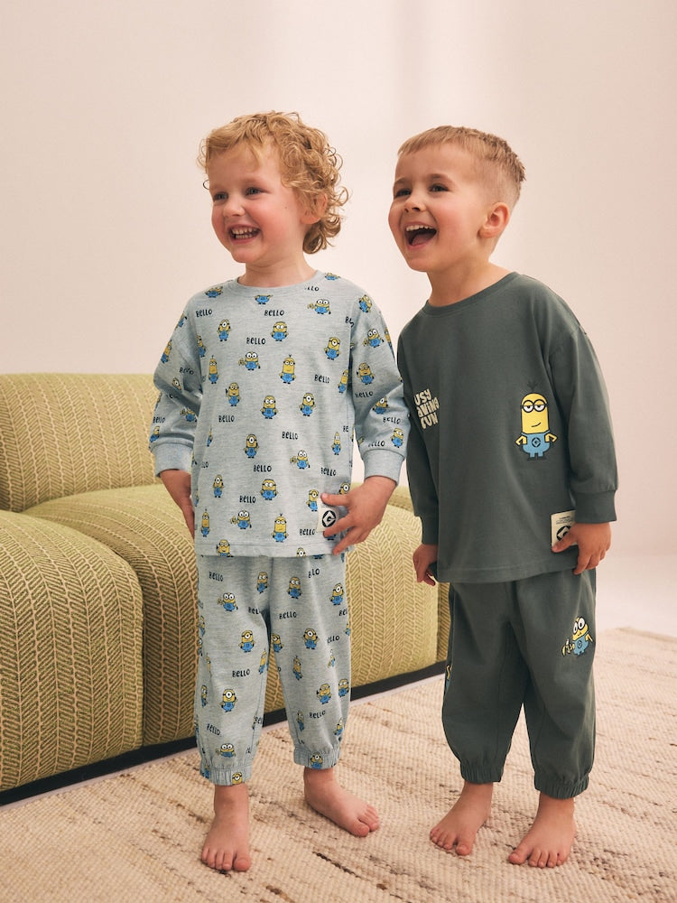 Charcoal Grey Minions Long Sleeve Pyjamas 2 Pack (3-12yrs) - Size 3 - 4 Years (98 - 104cm) - Charcoal Grey Minions Long Sleeve