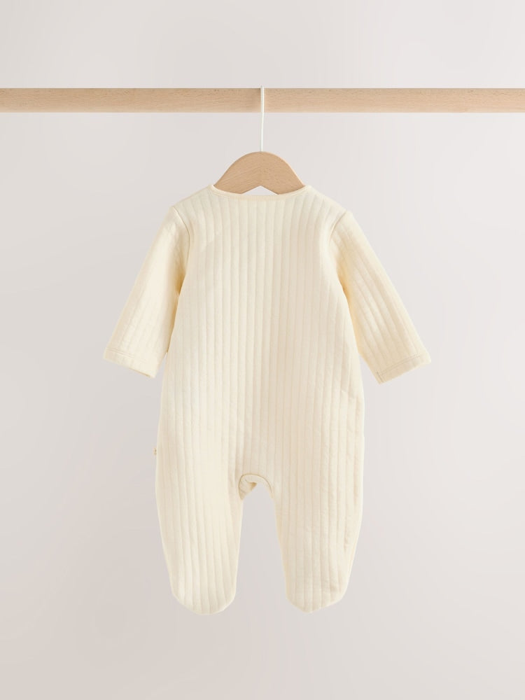White Sheep Quilted 1 Tog Sleepsuits 2 Pack