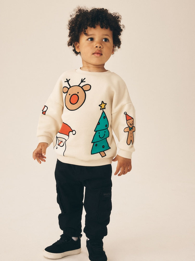 Ecru Christmas Crew Neck Sweat