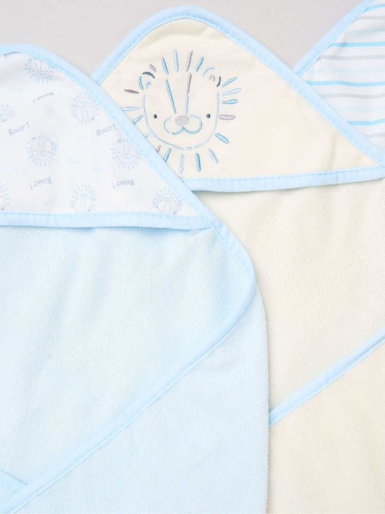 Rock-A-Bye Baby Boutique Baby Blue Hooded Towels And Wash Cloth Set 3 Pack