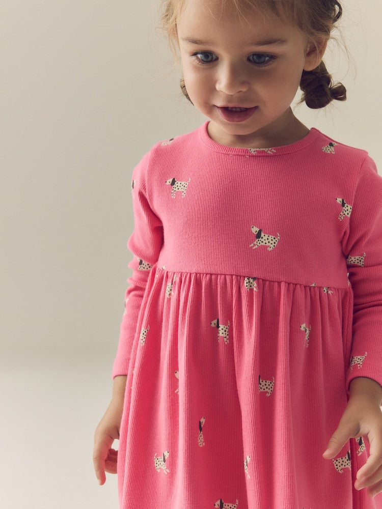 Pink Dog Long Sleeve Ribbed