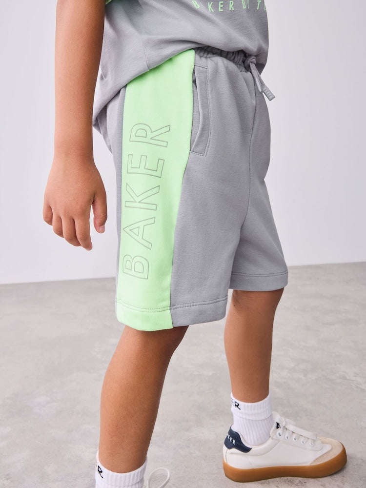 Baker by Ted Baker Green/Grey Colourblock T-Shirt and Shorts Set
