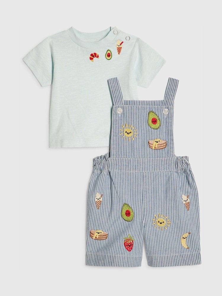 River Island Blue Stripe Abbie Rosie Dungarees & Top Set