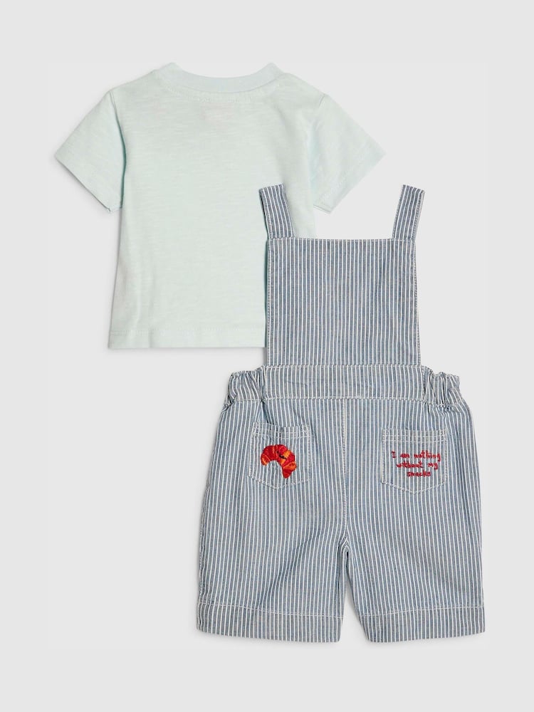River Island Blue Stripe Abbie Rosie Dungarees & Top Set