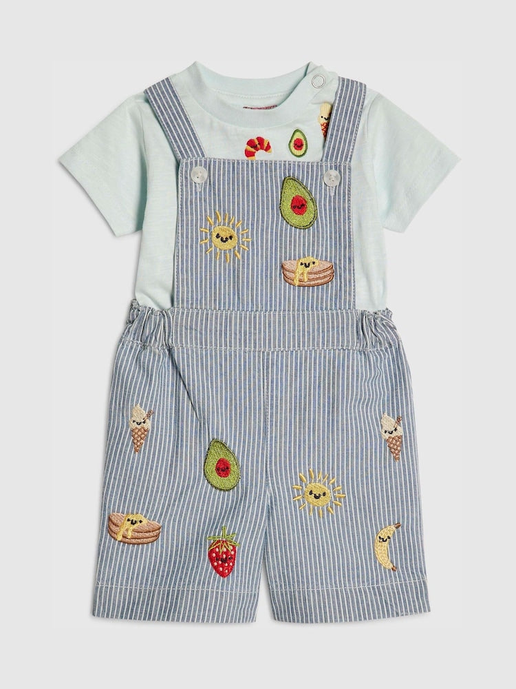 River Island Blue Stripe Abbie Rosie Dungarees & Top Set