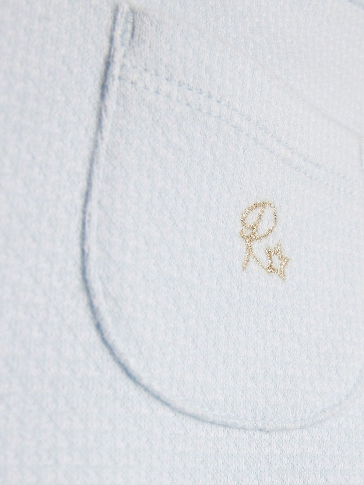 River Island Blue Long Sleeve Polo Shirt & Dungarees Set