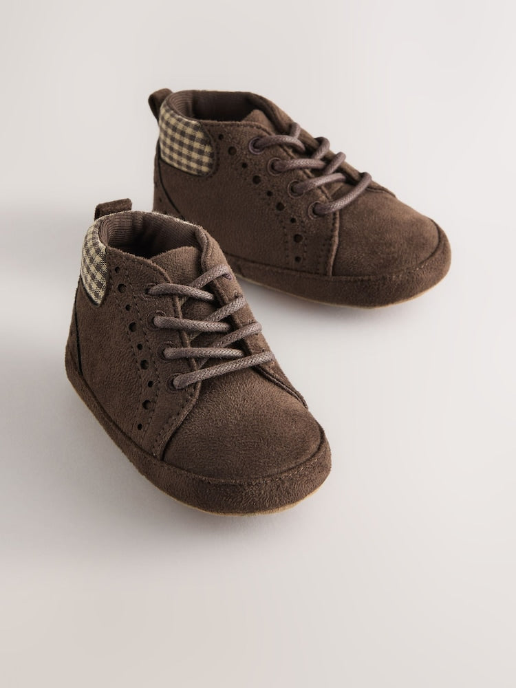 Chocolate Brown Lace Up Baby Boots (0-2mths) - Chocolate Brown / Up To 3 Months (50 - 62cm)