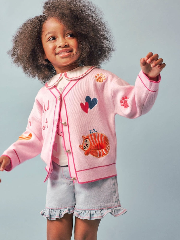 River Island Pink Abbie Rosie Cardigan - Size 12-18 Months (80-86cm) - River Island Pink Abbie Rosie