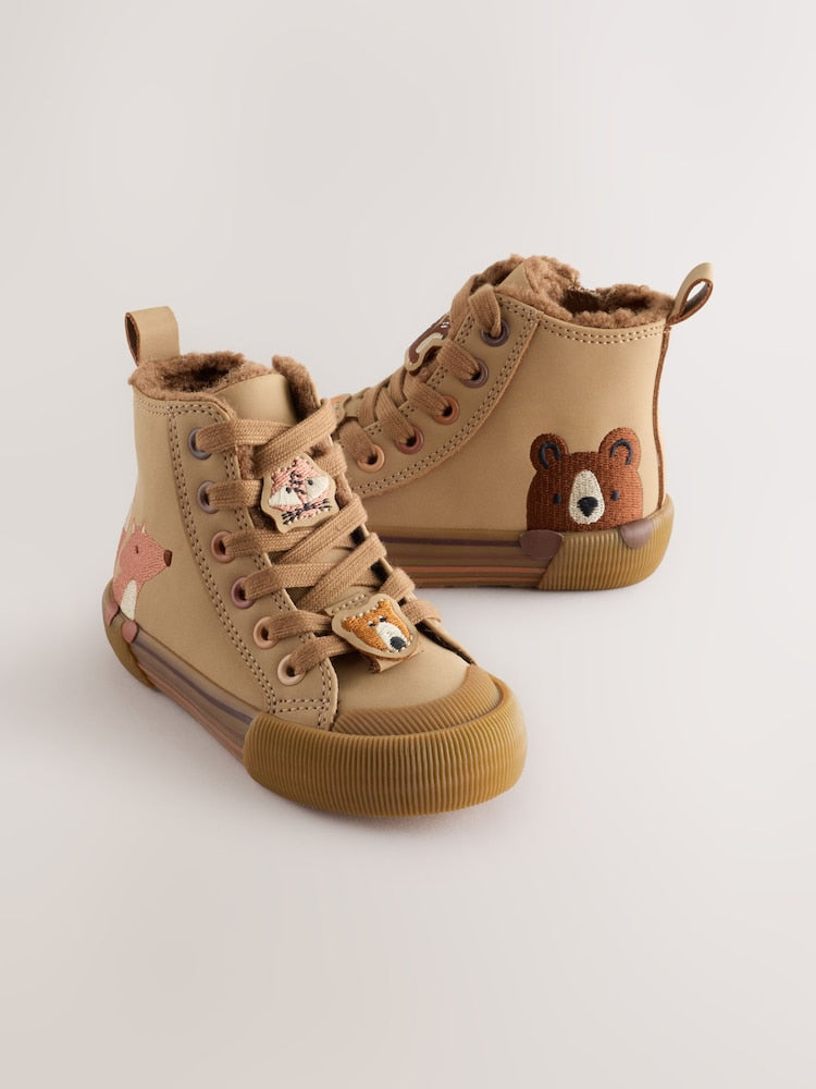 Brown Fox Wide Fit (G) Zip Fastening Hi Top Trainers - Size EU 20.5 (UK 4) - Brown Fox Wide Fit (G) Zip Fastening Hi
