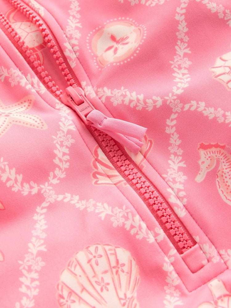 Boden Light Pink Short Sleeve Swimsuit