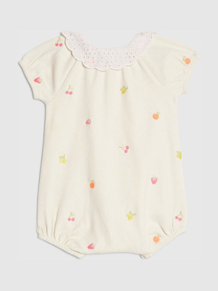 River Island Cream Strawberry Print Collared Romper