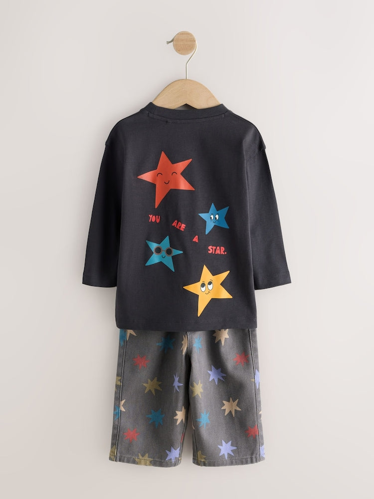 Grey Long Sleeve Top and Trousers Set (3mths-7yrs)