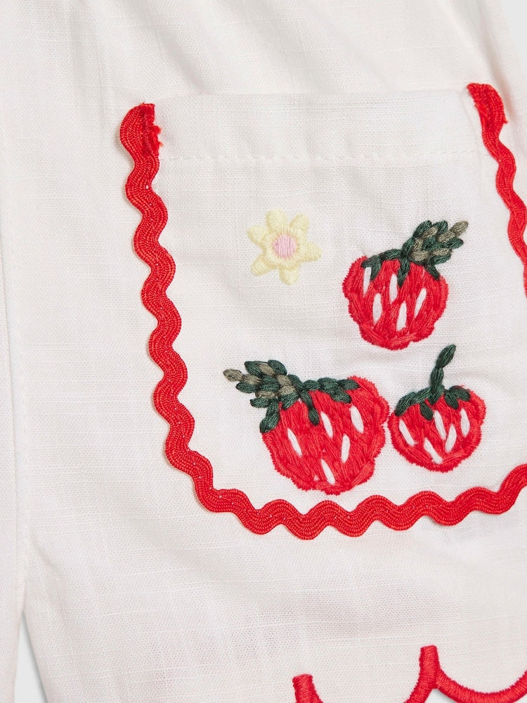 River Island White Strawberry Peplum Blouse & Short Set