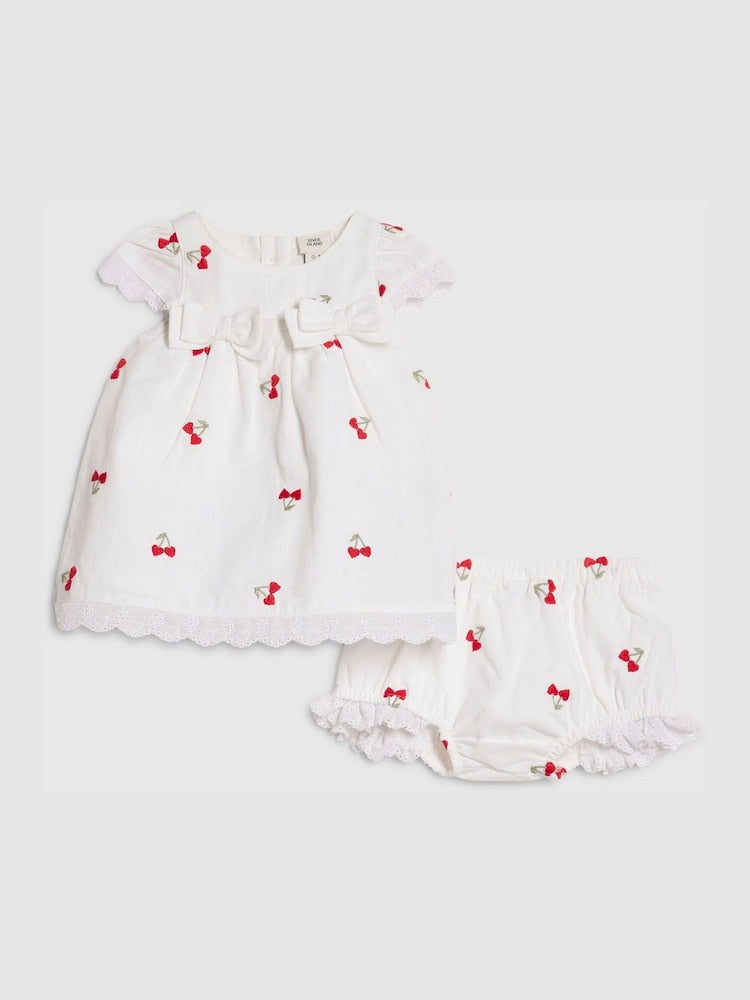 River Island White Cherry Dress & Bloomer Short Set