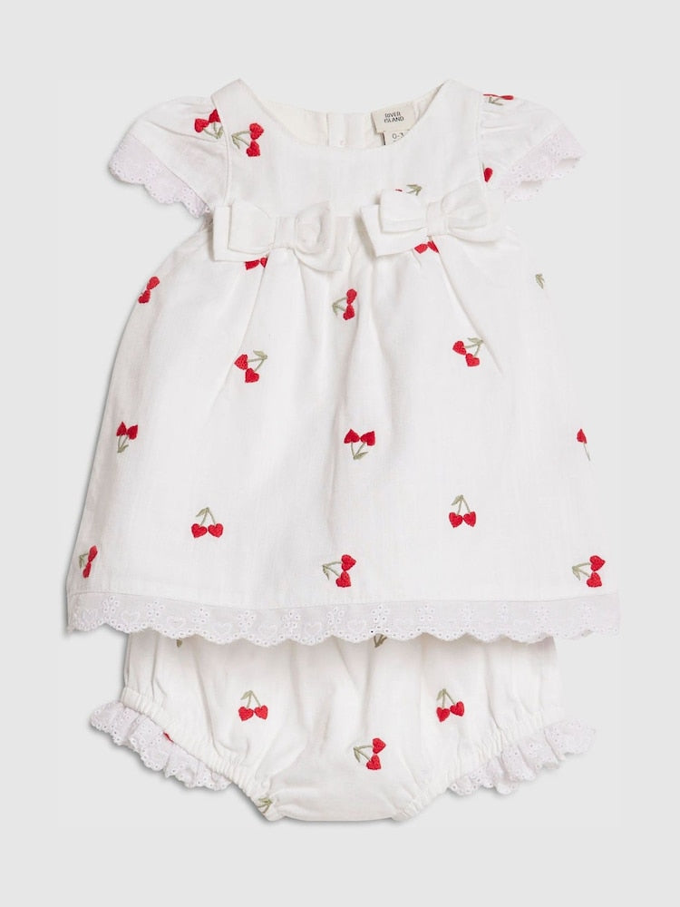 River Island White Cherry Dress & Bloomer Short Set