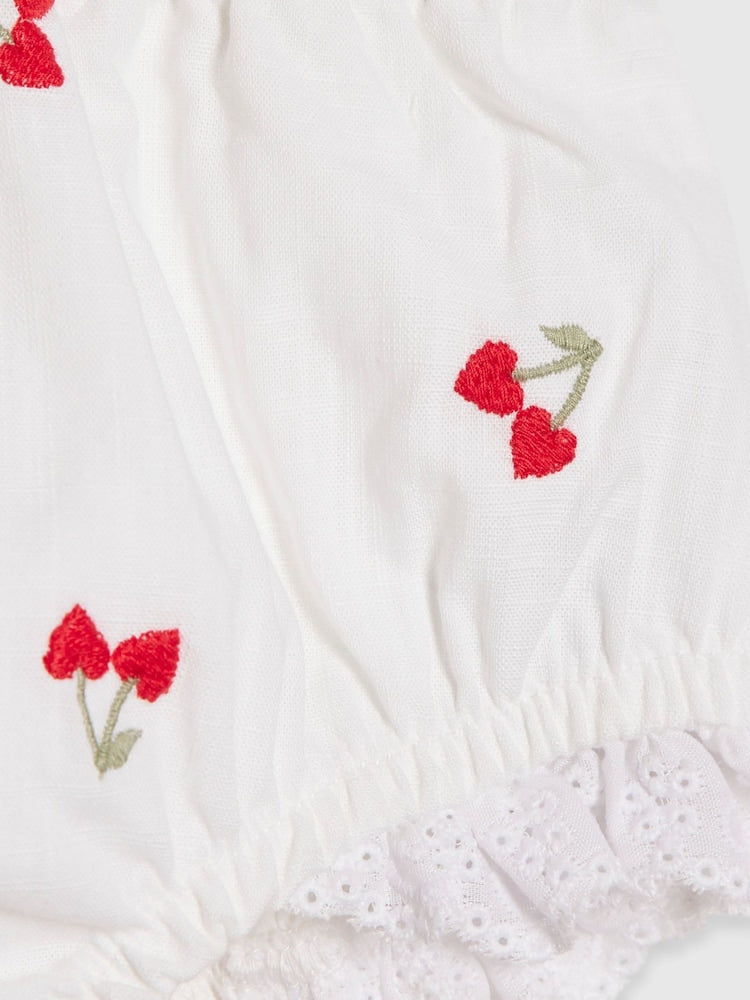 River Island White Cherry Dress & Bloomer Short Set
