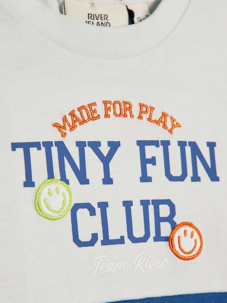 River Island Blue Tiny Fun Club T-Shirt & Short Set