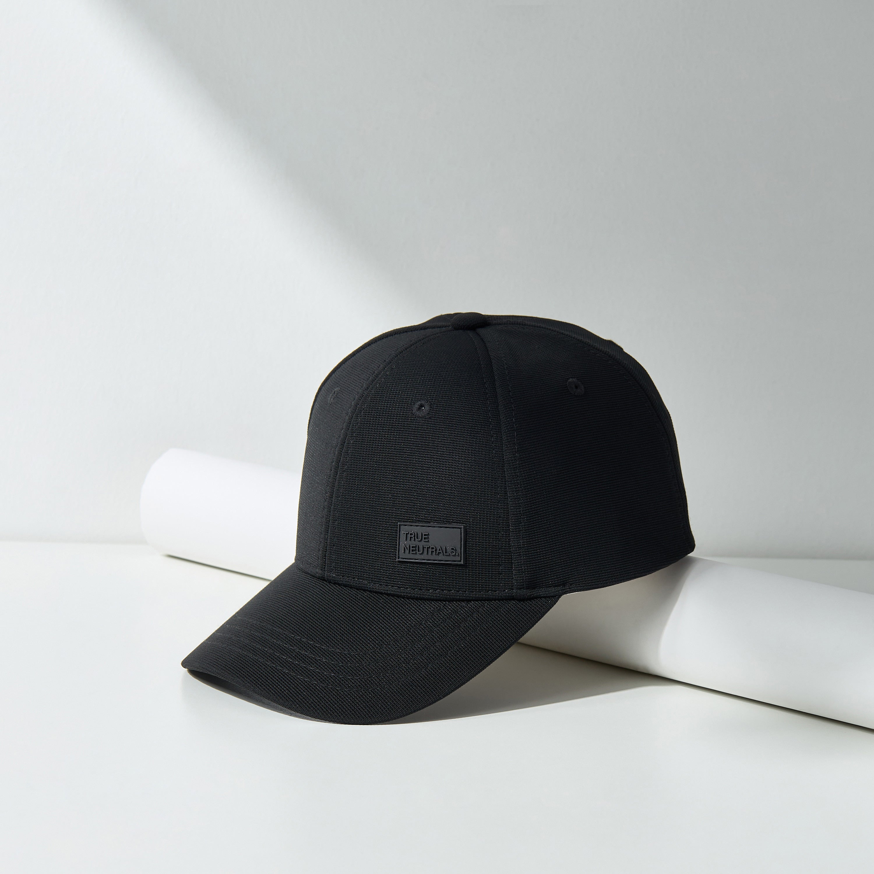 Textured Hat with Snap Button Closure - Black