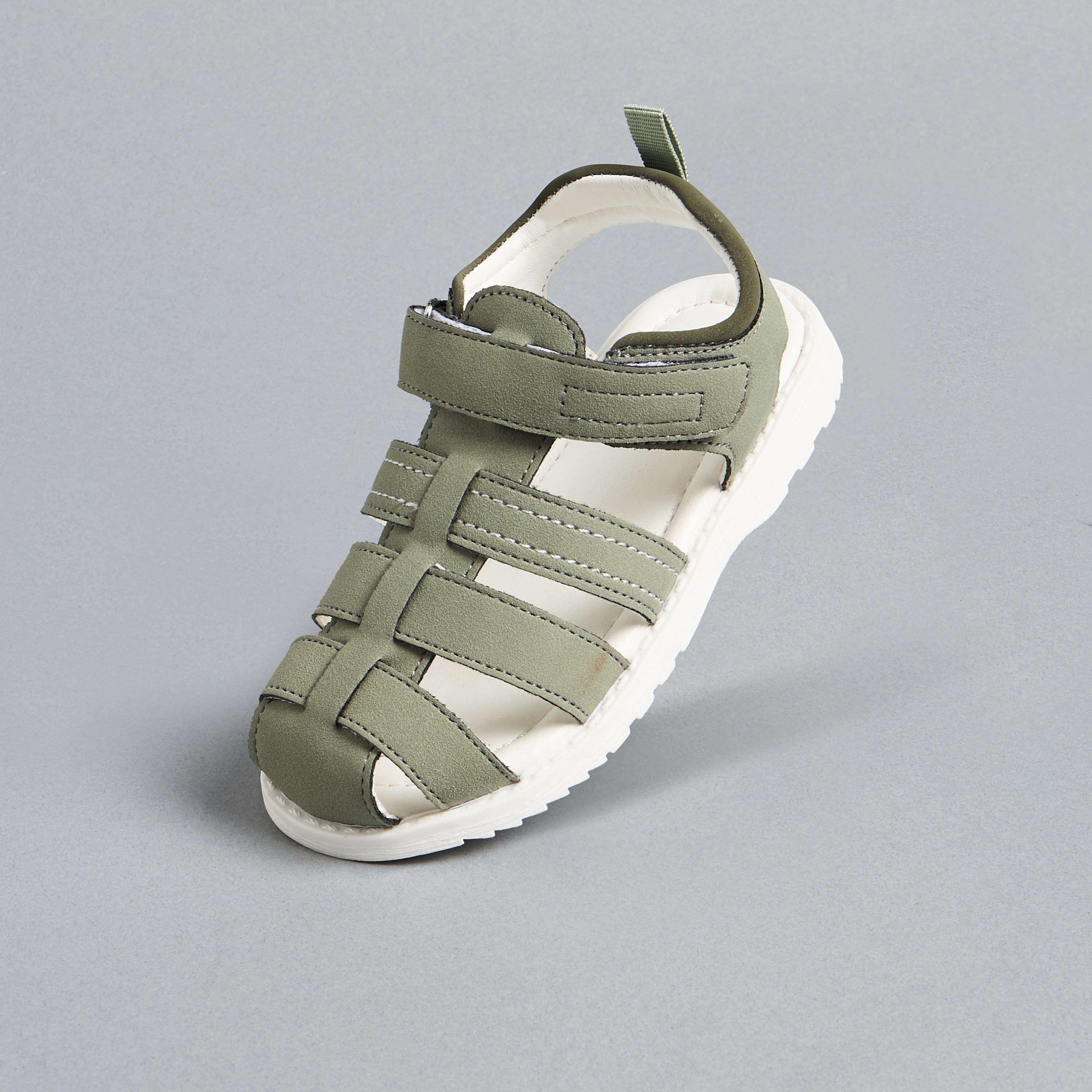 Textured Fisherman Sandals with Hook and Loop Closure color swatch