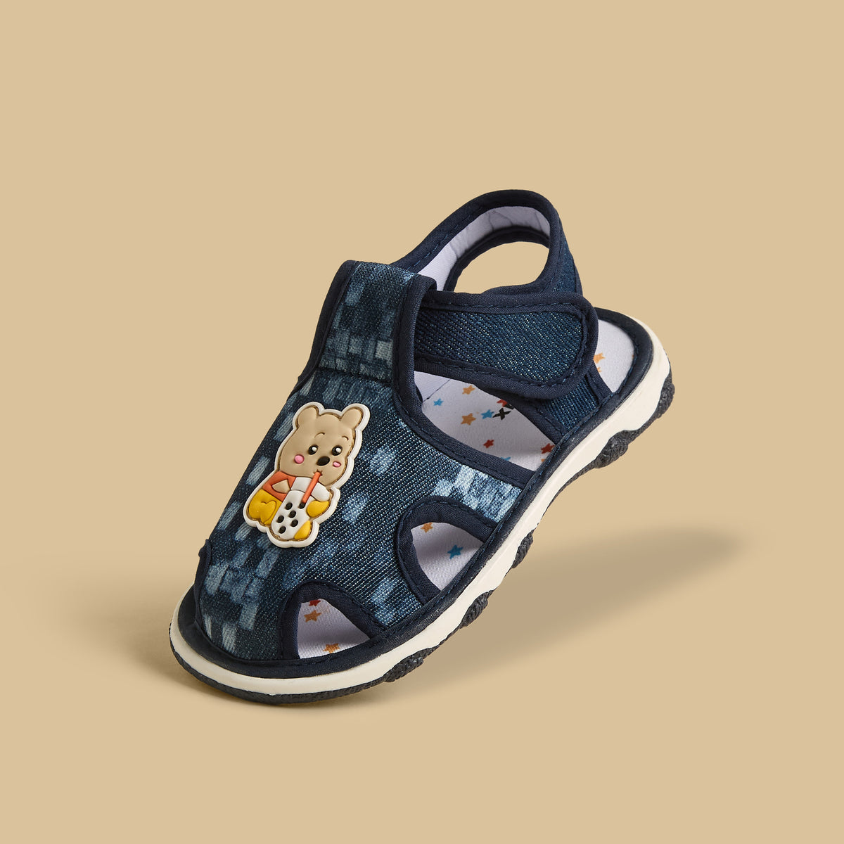 Printed Sandals with Hook and Loop Closure