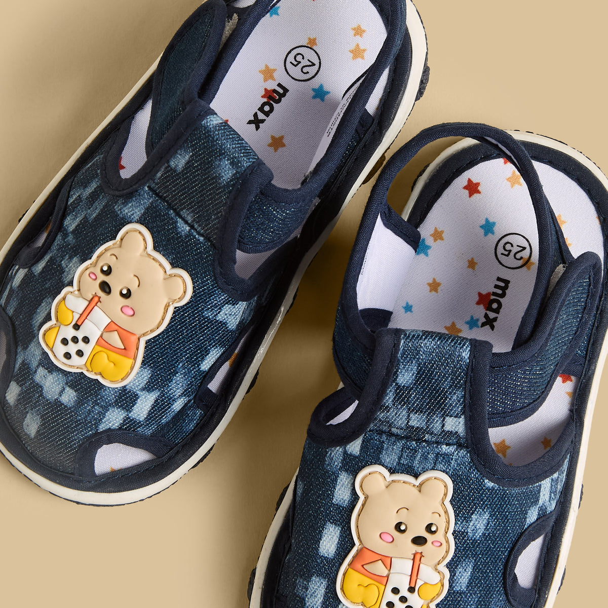 Printed Sandals with Hook and Loop Closure