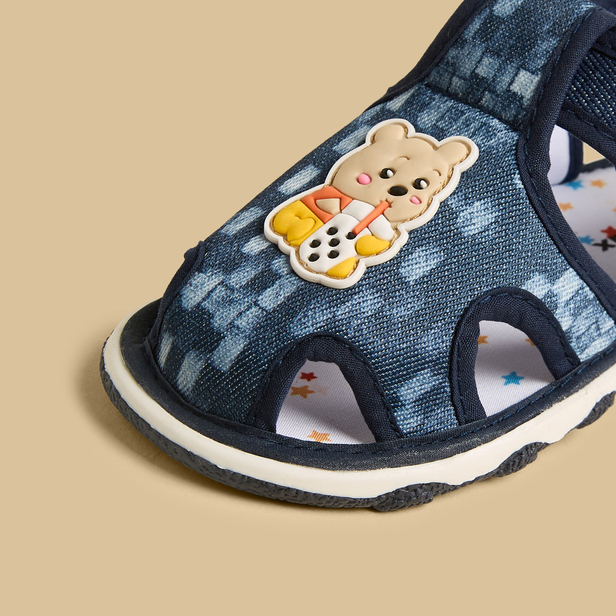 Printed Sandals with Hook and Loop Closure