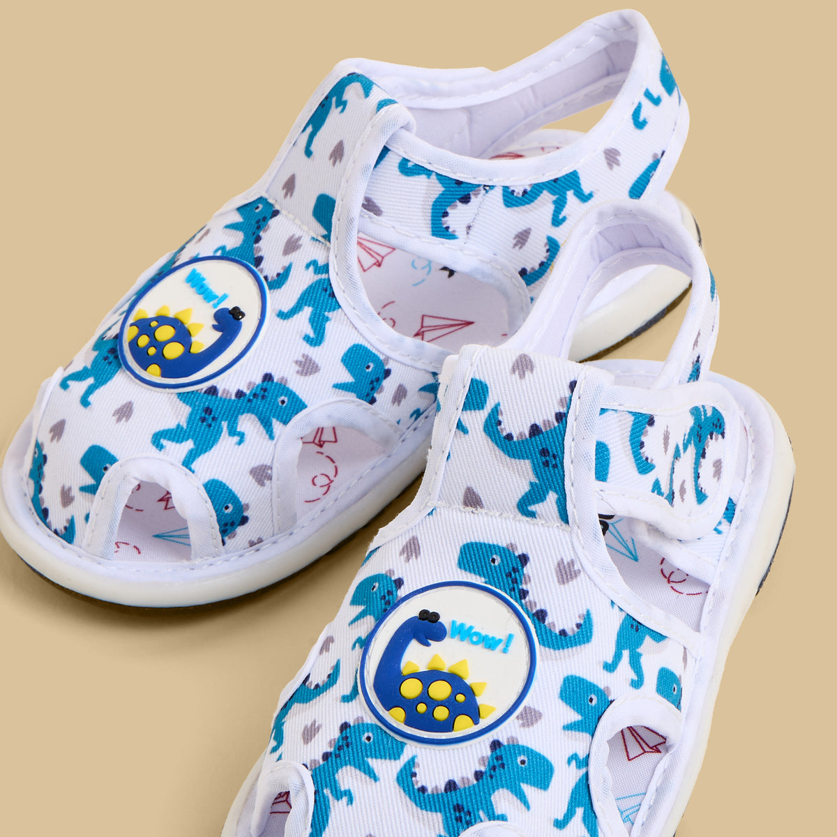 Printed Sandals with Hook and Loop Closure