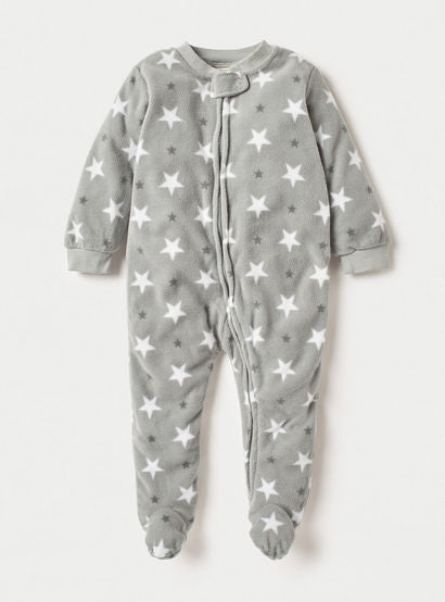 Juniors All-Over Star Print Fleece Sleepsuit with Zip Closure-baby-girls-clothing-nightwear-sleepsuits-image-1