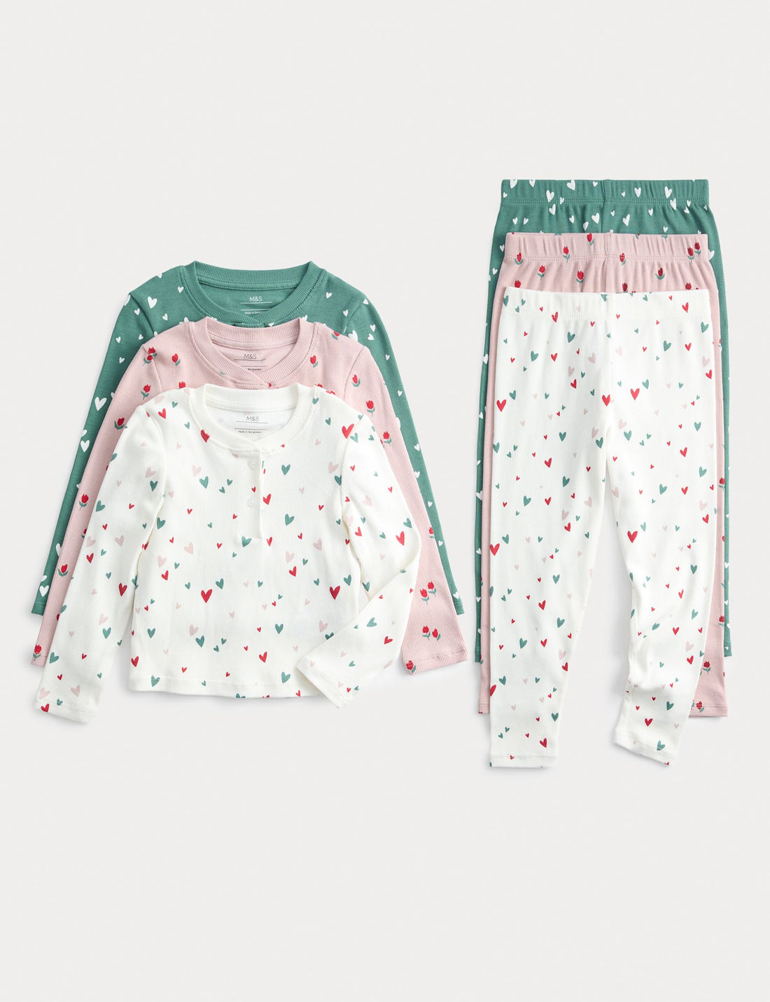 3 Pack Cotton Rich Ditsy Print Pyjama Sets (12 Mths-8 Yrs)