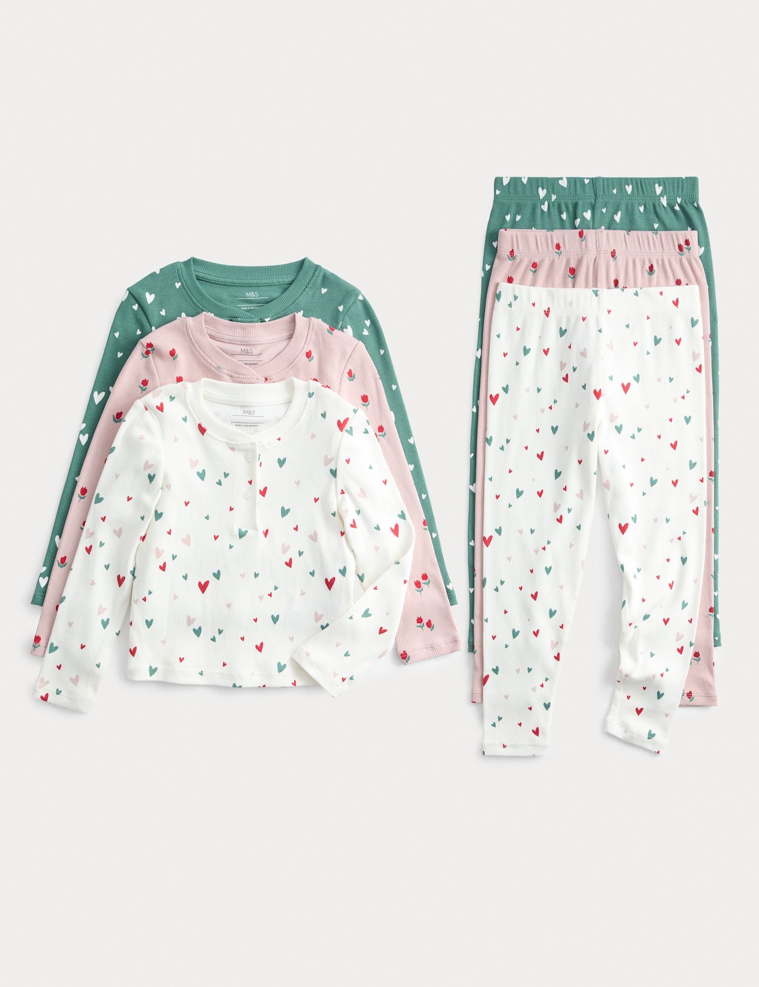 3 Pack Cotton Rich Ditsy Print Pyjama Sets (12 Mths-8 Yrs)