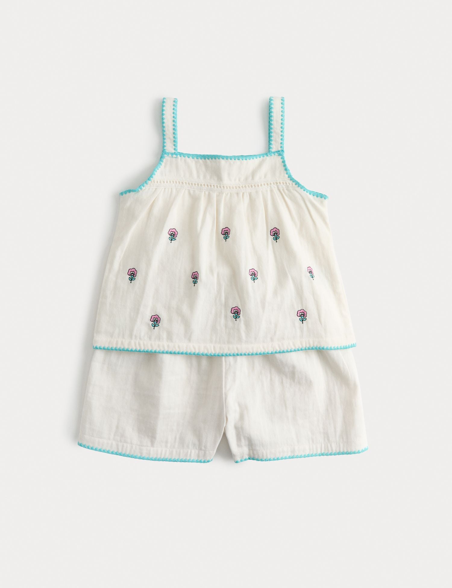 Kids’ Pure Cotton Embroidered Short Pyjamas (1-8 Yrs)