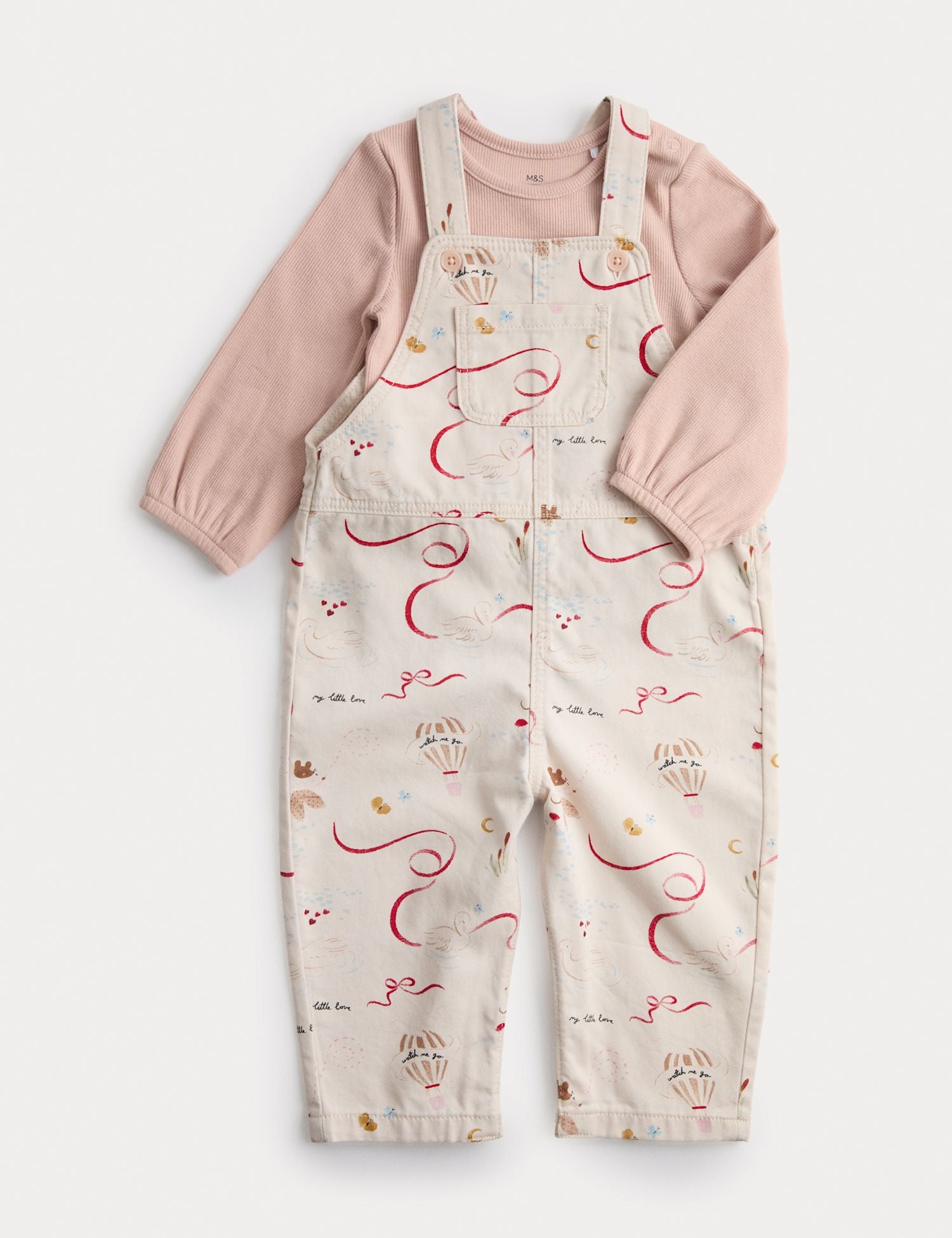 Mouse Print Woven Dungaree Outfit (0 - 36 Mths) - CREAM / 12-18 Months