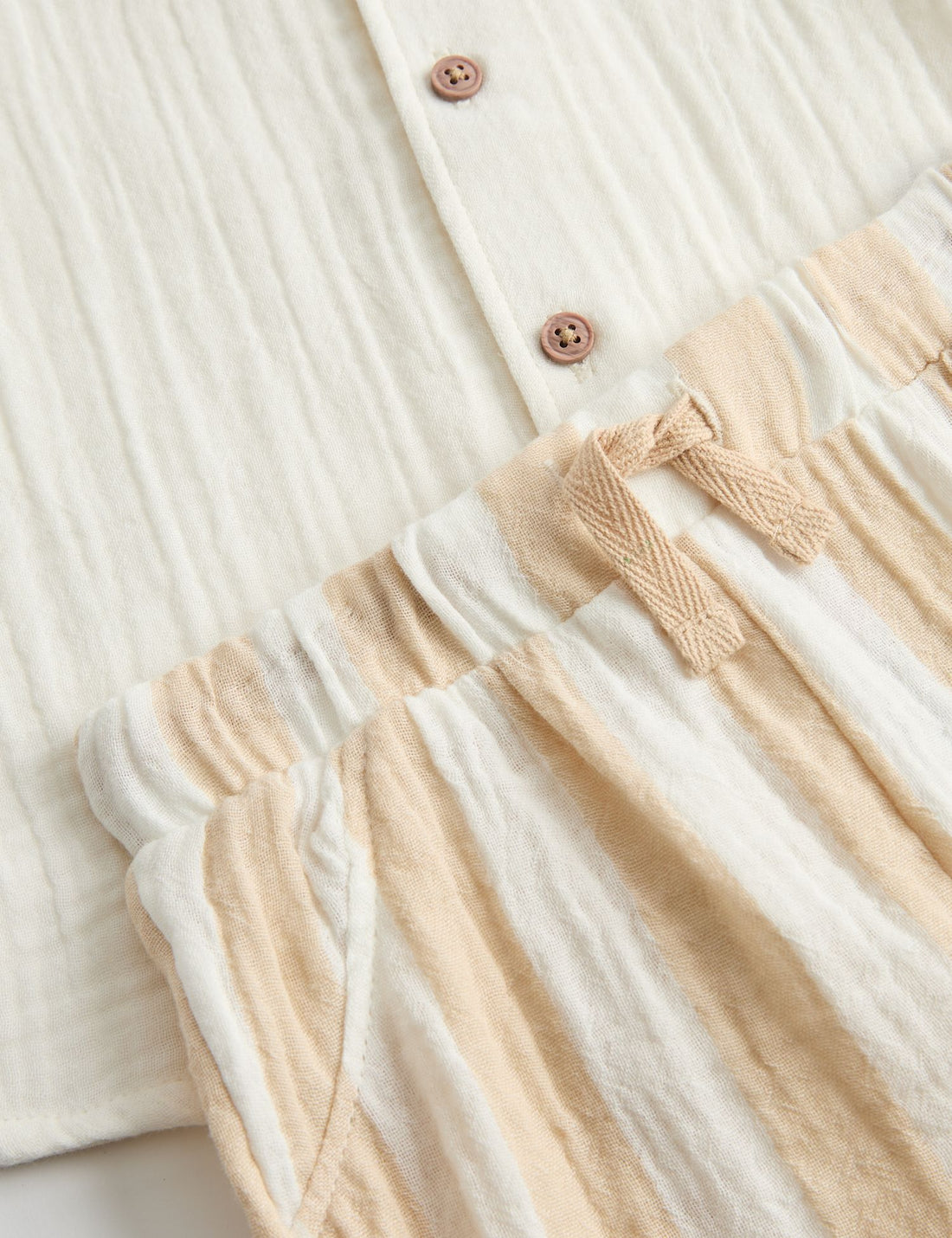 2 Piece Double Cloth Shirt and Striped Shorts Outfit (0-5 Yrs)
