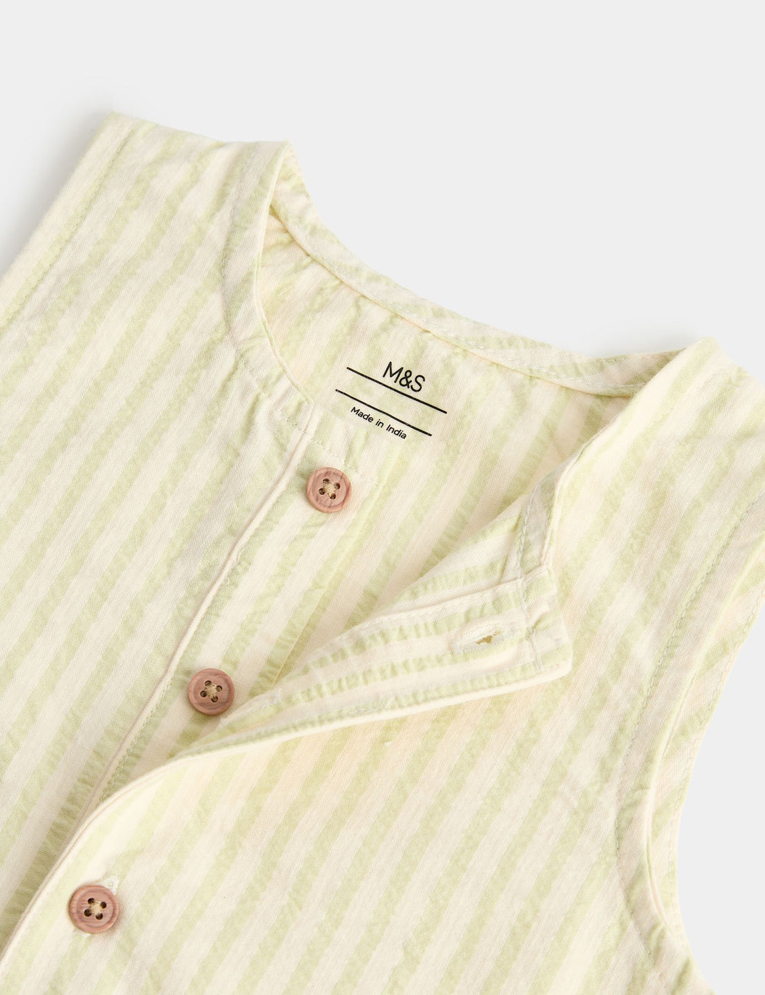 Cotton Rich Seersucker Striped Romper (0-3 Yrs)