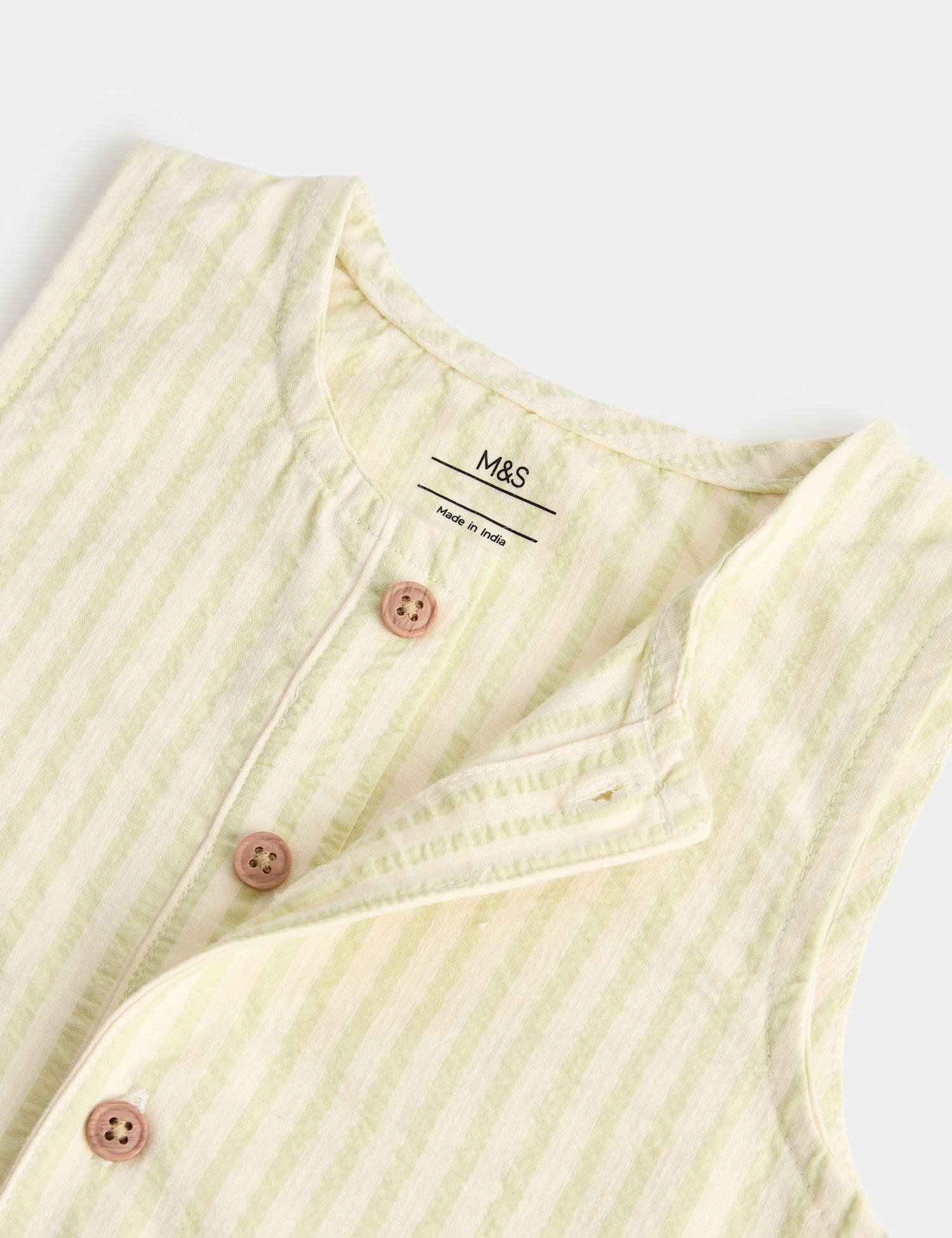 Cotton Rich Seersucker Striped Romper (0-3 Yrs)