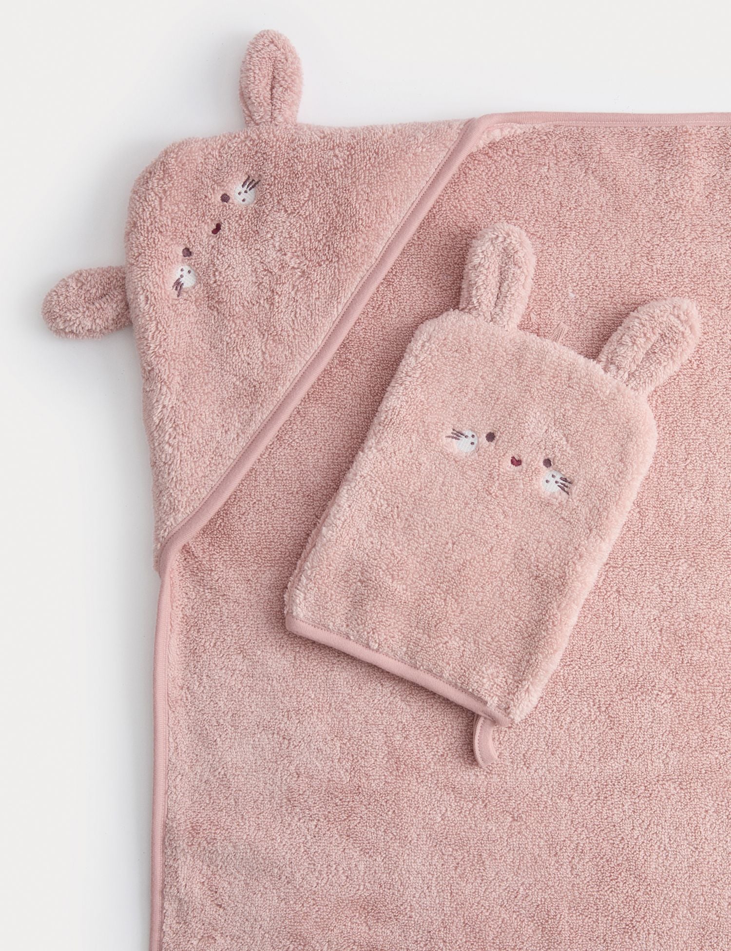 Pure Cotton Bunny Hooded Towel - PINK / 1SIZE