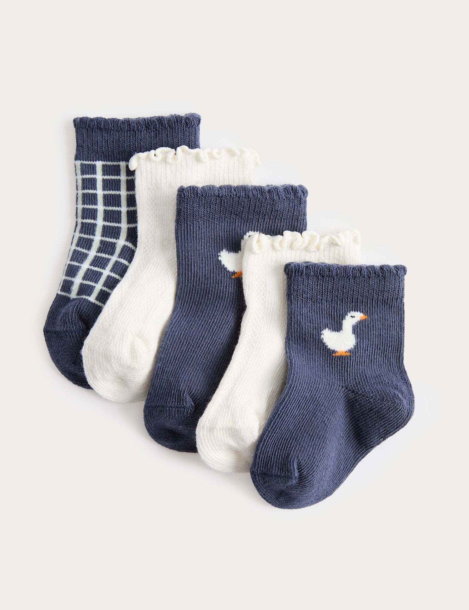 5 Pack Cotton Rich Dollshouse Socks - CHARCOAL MIX / 12-24