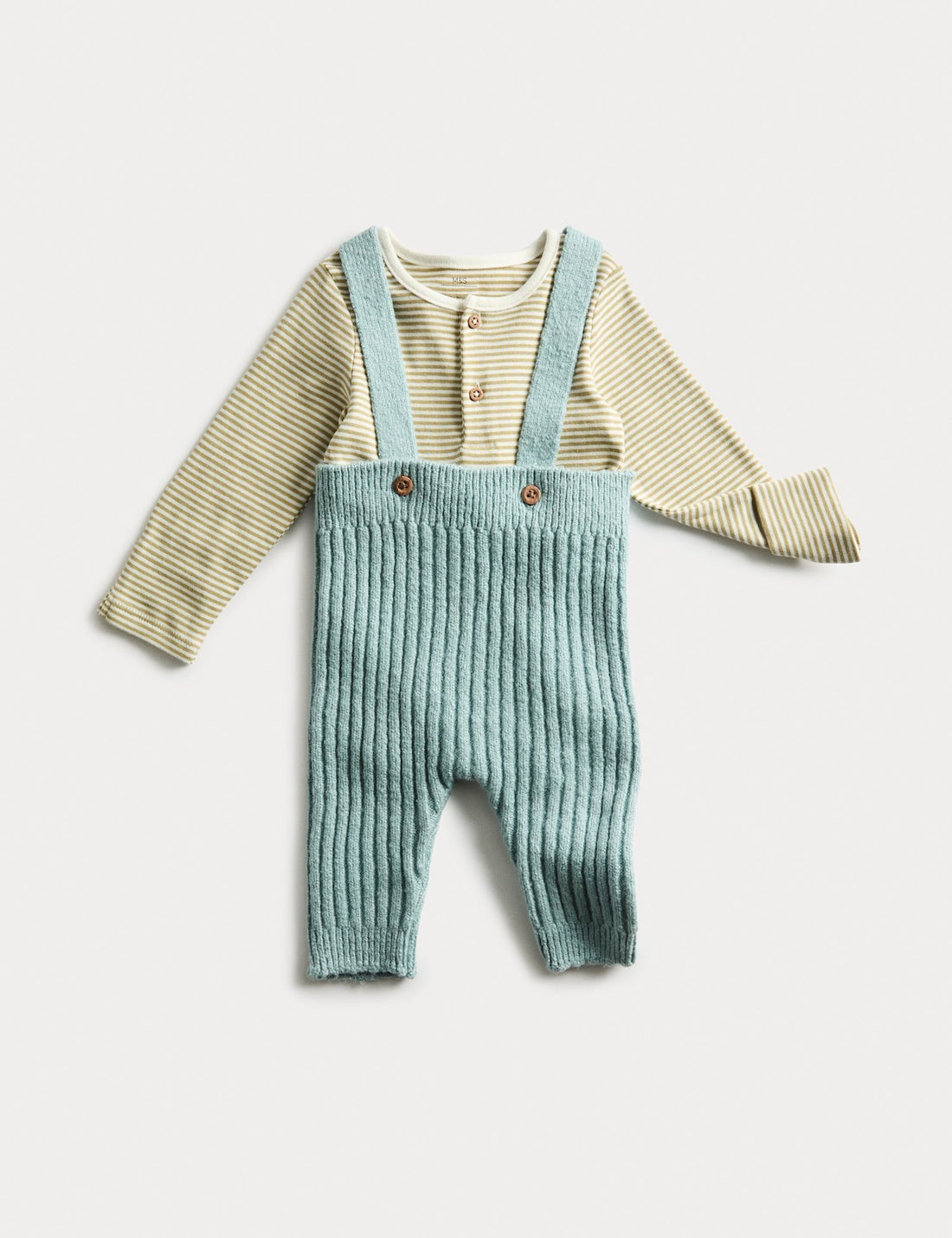 2pc Cotton Rich Sprig Dungaree Outfit (0-12 Mths) - MINK MIX / 9-12 Months