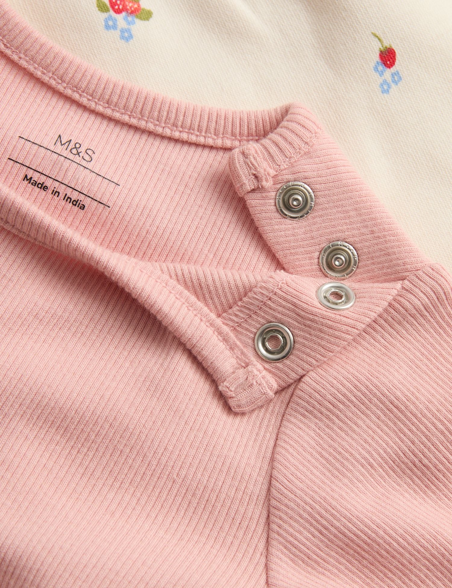 2pc Cotton Strawberry Ditsy Dungarees Outfit (0-3 Yrs)