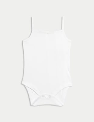 5 Pack Pure Cotton Strappy Bodysuits (6½lbs-3 Yrs)