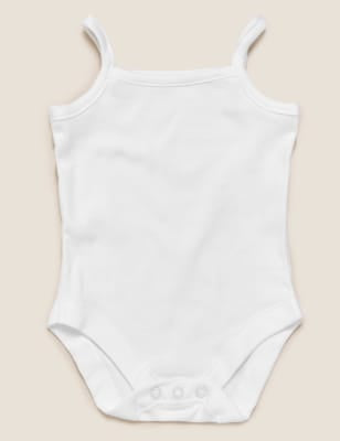 5 Pack Pure Cotton Strappy Bodysuits (6½lbs-3 Yrs)