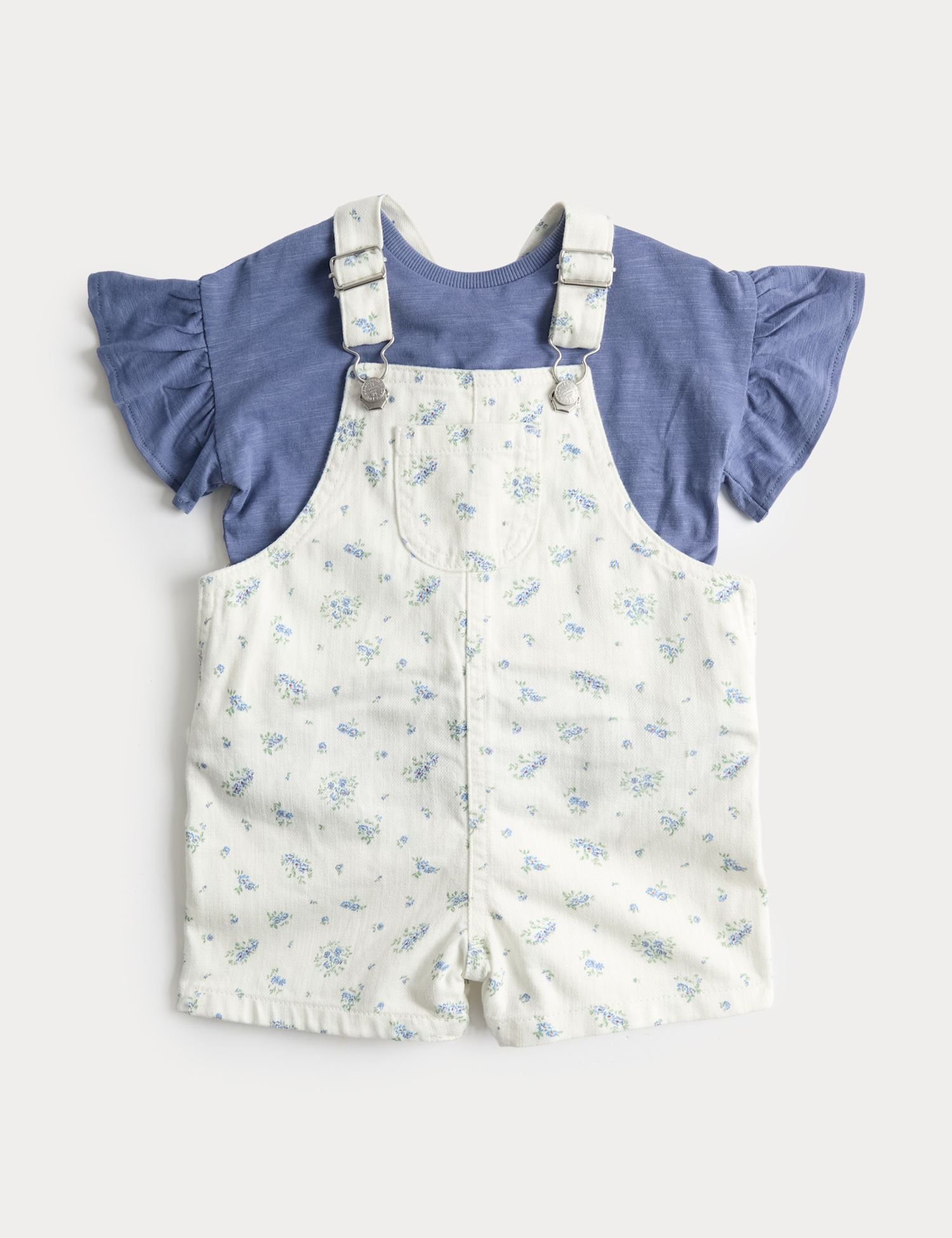 2 Piece Cotton Rich Dungaree Outfit (0-3 Yrs) - CREAM MIX / 12-18 Months