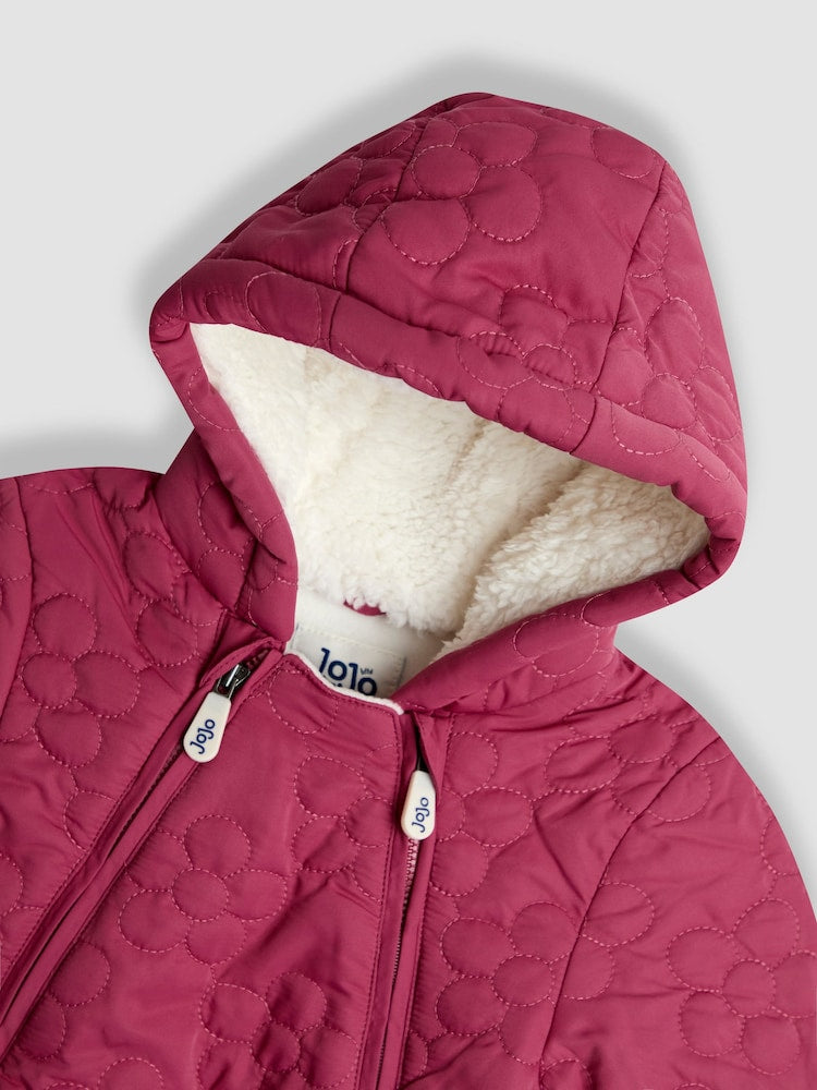 JoJo Maman Bébé Pink Floral Quilted Pramsuit