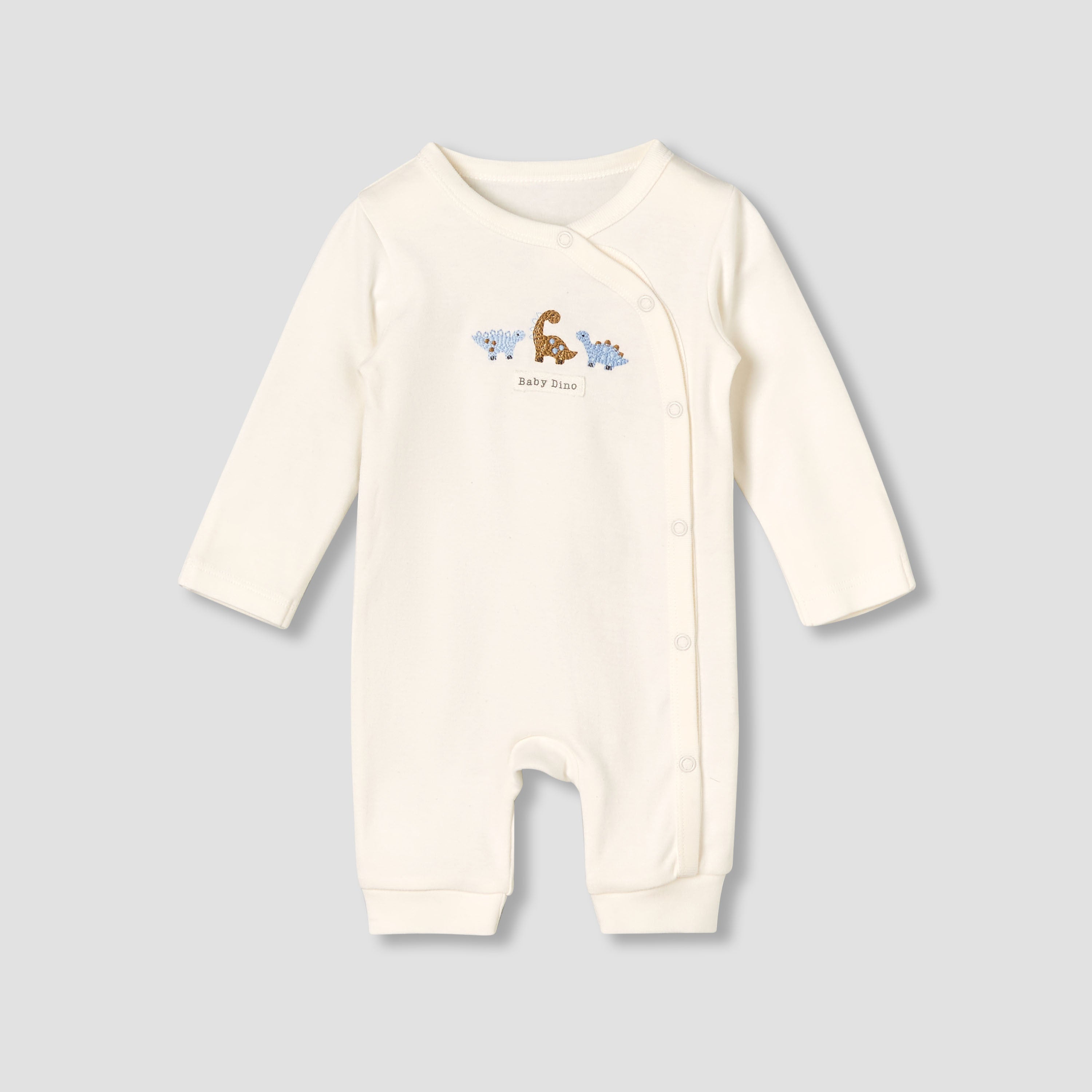 Pack of 3 Juniors Cotton Round Neck Long Sleeves Sleepsuit with Dinosaur Print