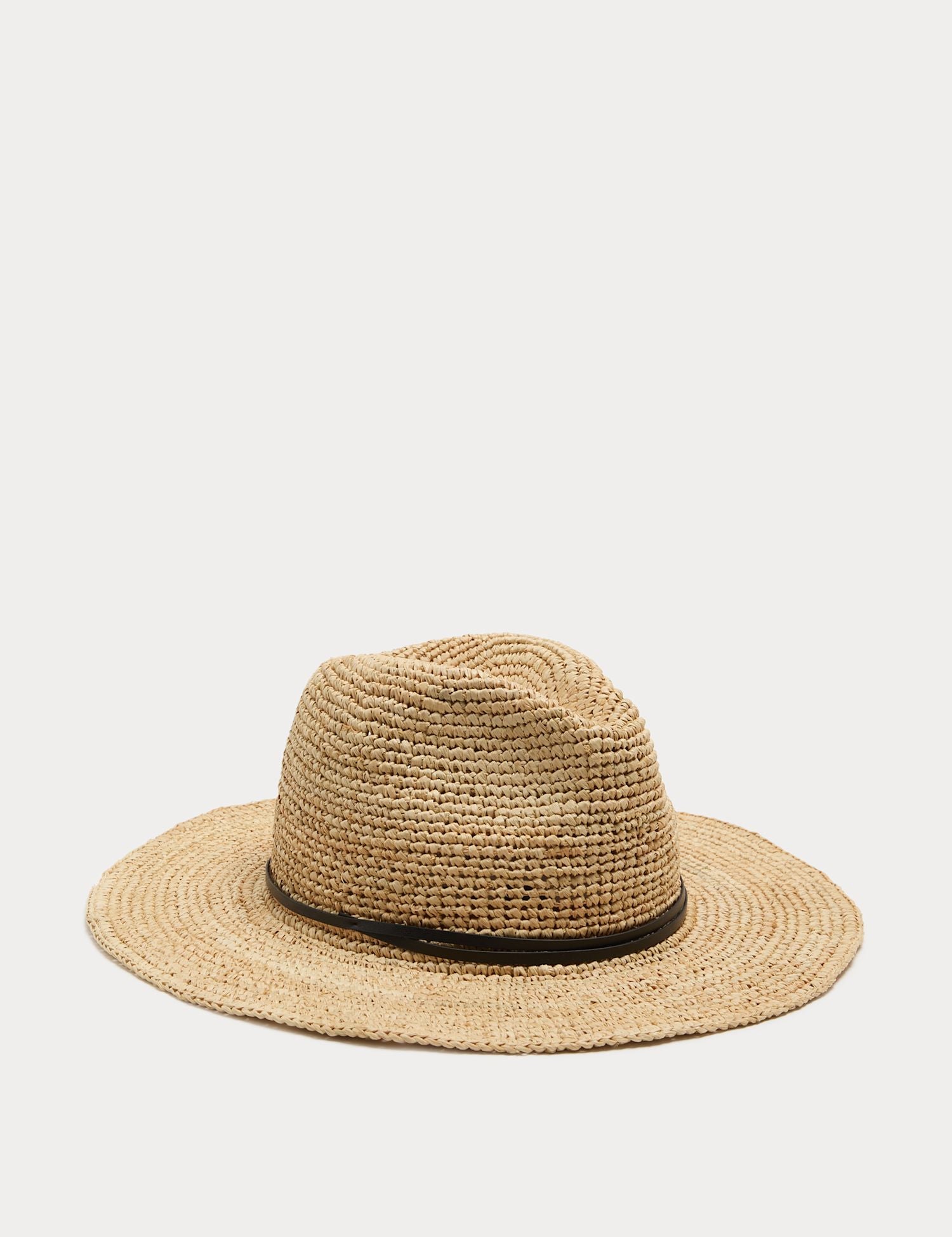 Raffia Fedora Hat - NATURAL / Small-Medium