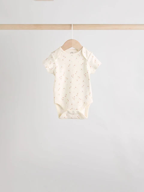 Neutral 100% Cotton Short Sleeve Baby Bodysuits 5 Pack