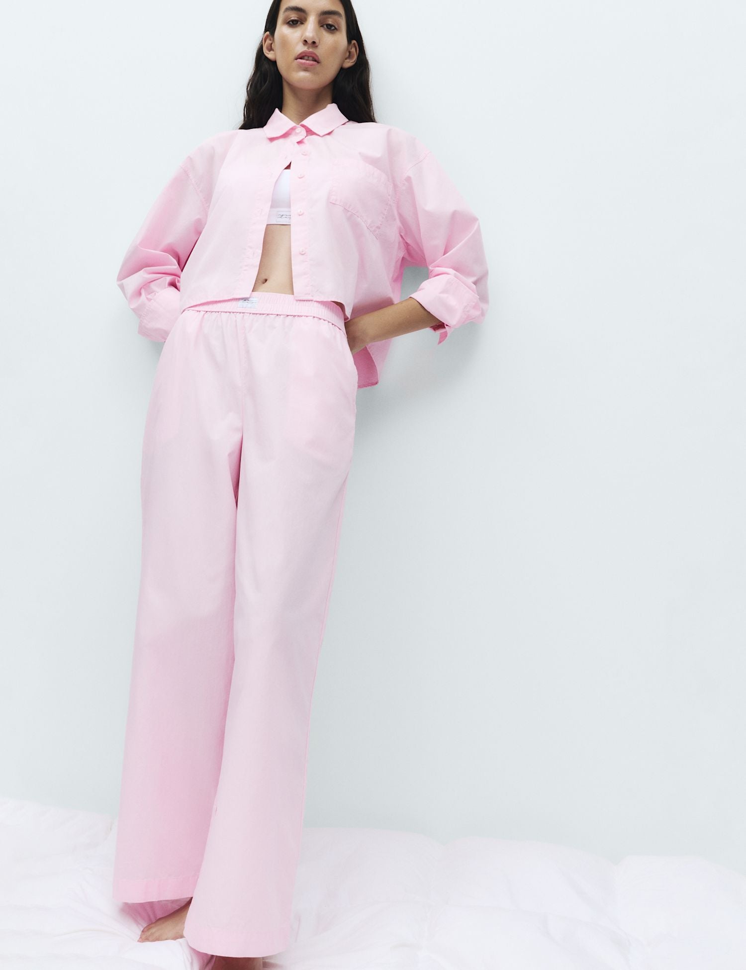 Pure Cotton Wide Leg Pyjama Bottoms