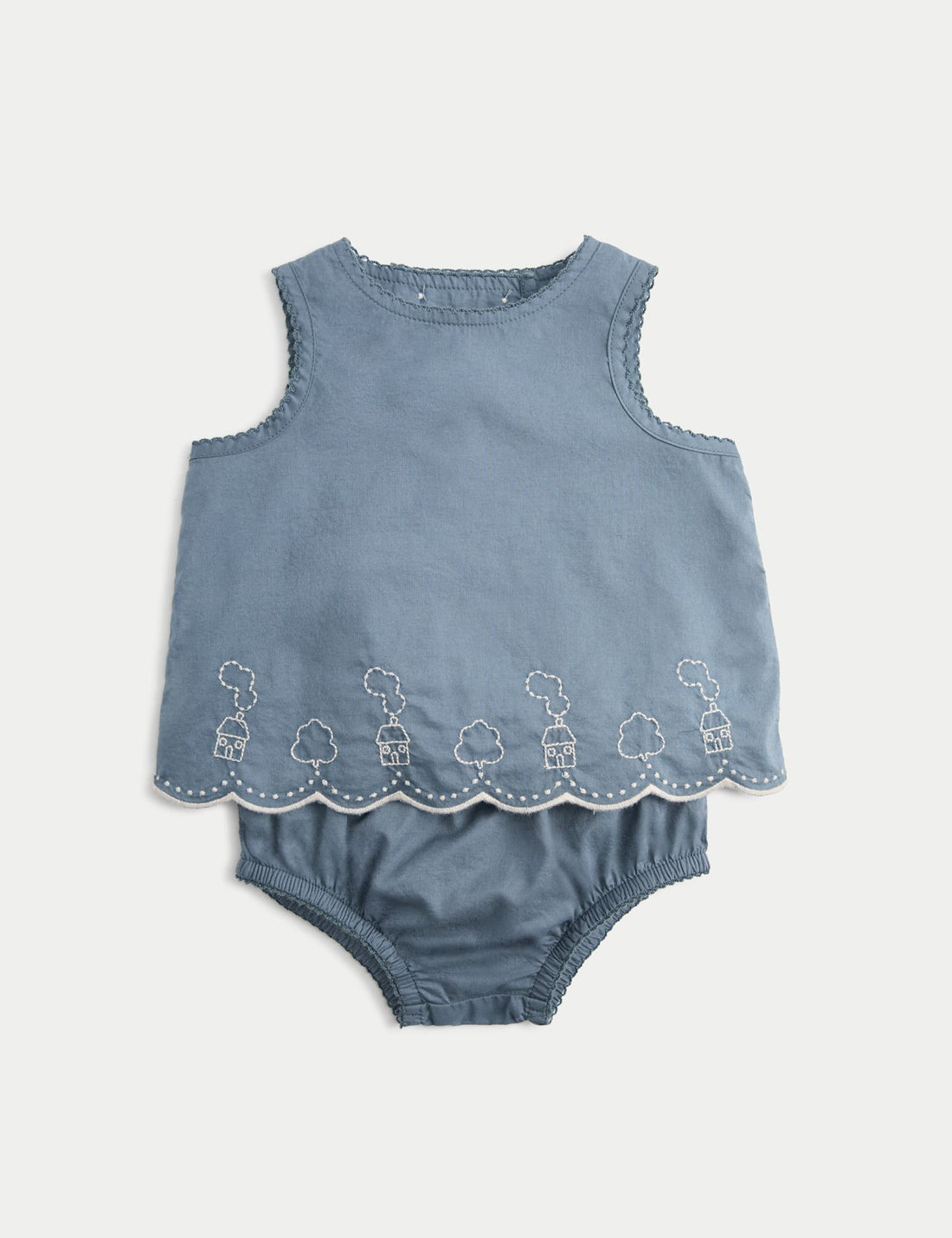 2 Piece Pure Cotton Embroidered Outfit (0-12 Mths)