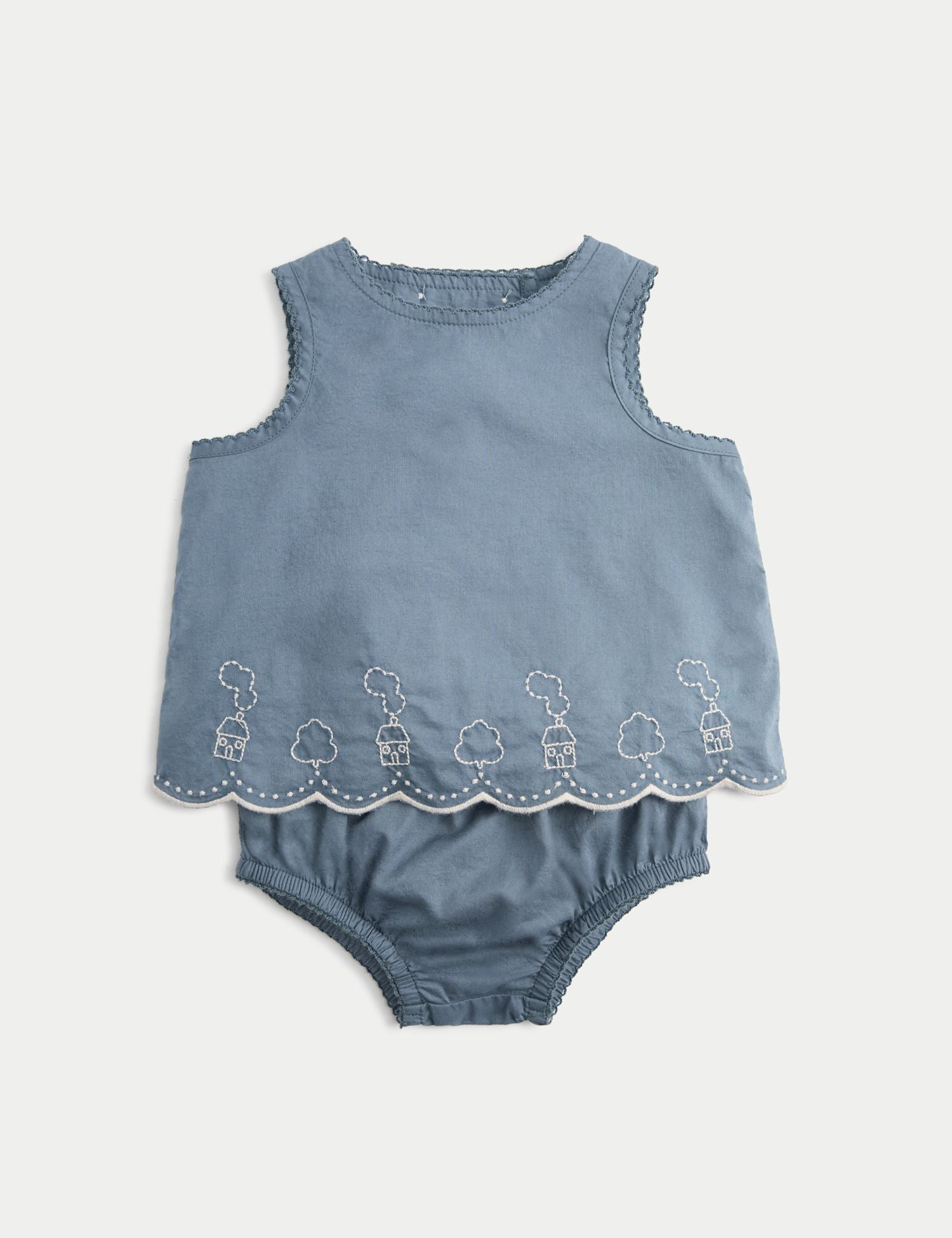 2 Piece Pure Cotton Embroidered Outfit (0-12 Mths)